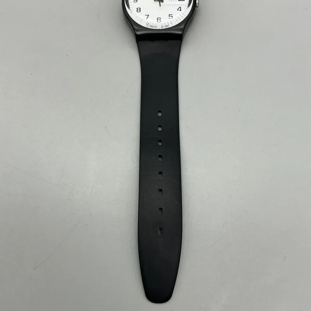 Vintage Swatch Mens Watch 34mm Once Again GB743 Black Day Date Swiss 1999